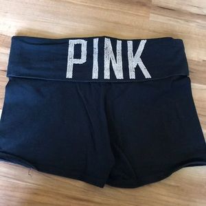 Spandex shorts with fold over waist band